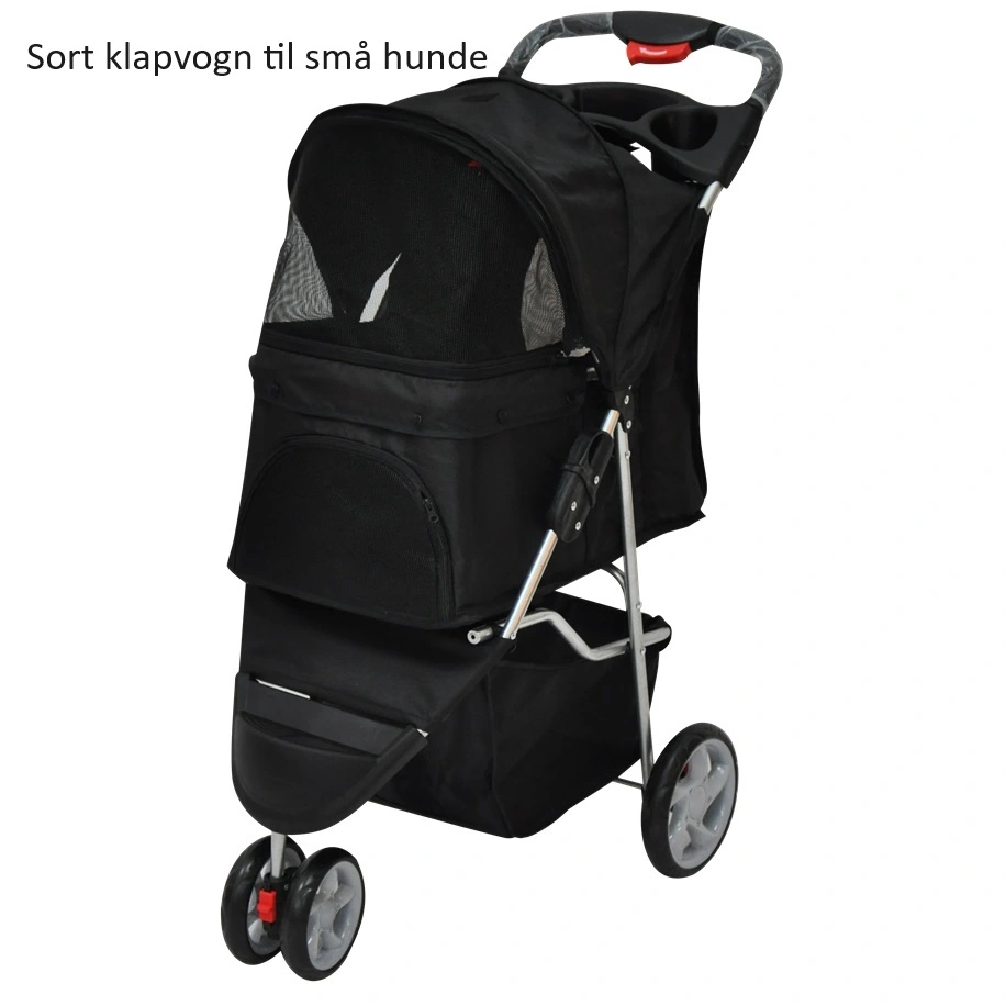PAWISE Hunde klapvogn med 4 hjul Sort